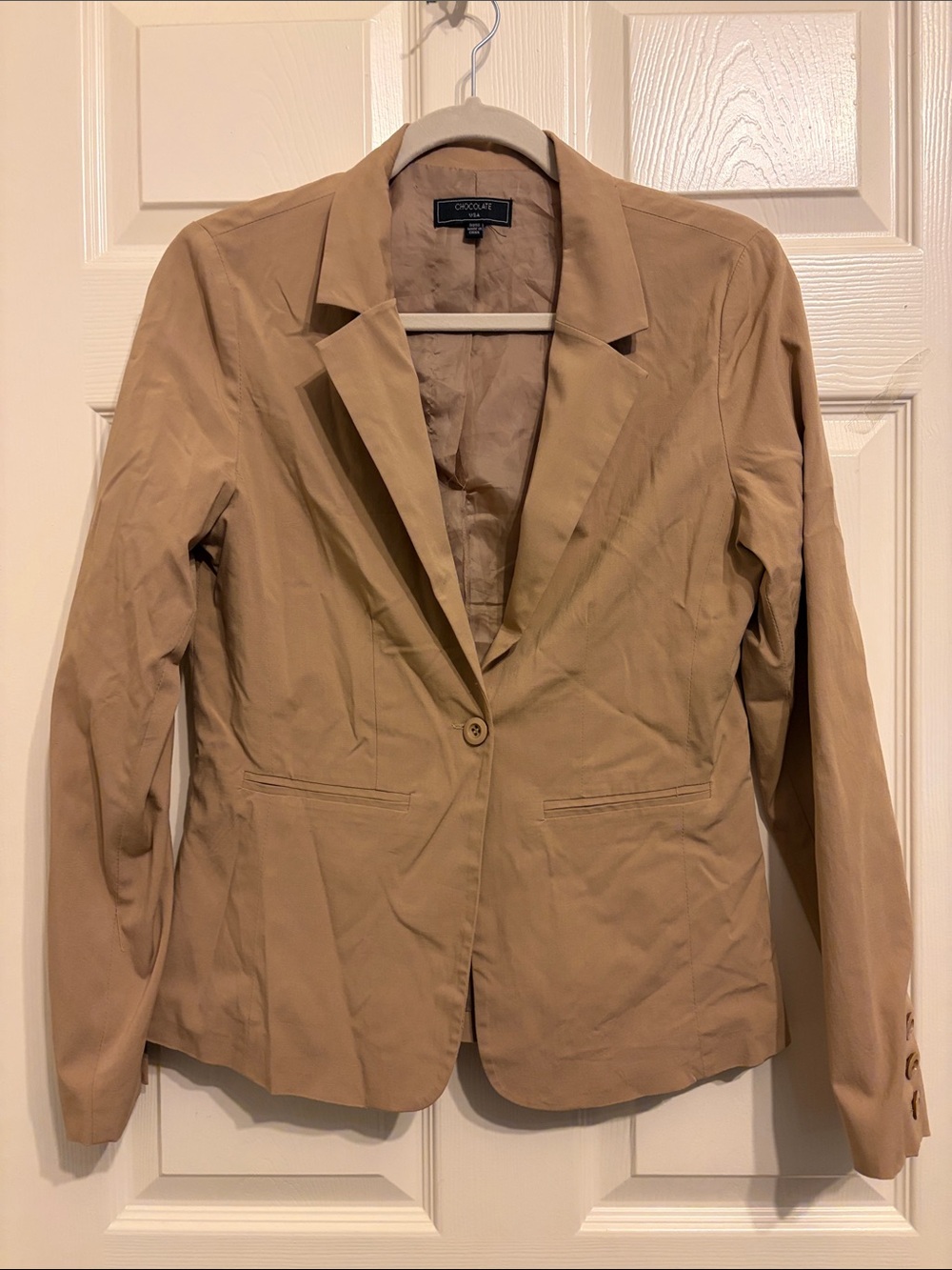 Chocolate Women's Beige Single-Button Blazer